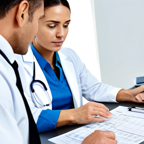 **

"A determined physical therapist, fully clothed in professional attire, conducting a patient consultation in a bright, modern clinic. The therapist is reviewing medical charts and listening attentively. Natural pose, perfect anatomy, well-formed hands, proper finger count, appropriate content, safe for work, family-friendly, professional photography, high quality."

**