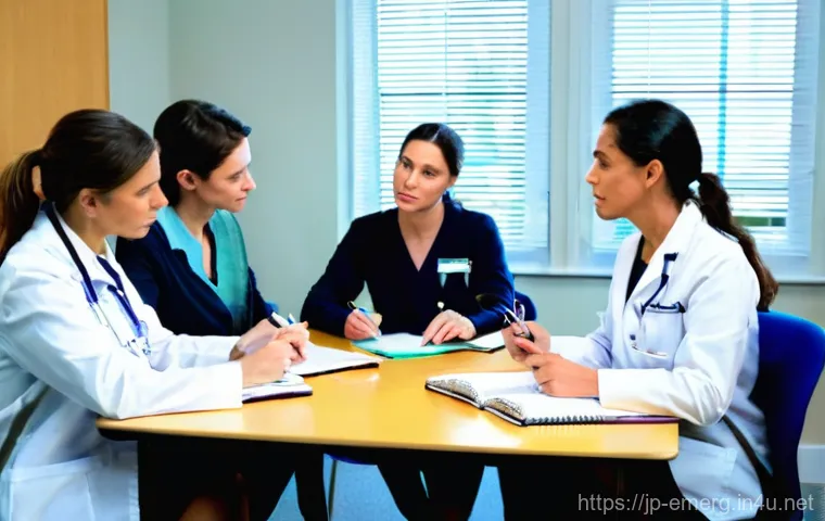 작업치료사의 전문용어 학습법 - **Prompt 2: Digital Tools and Collaborative Quiz**
    A well-lit and inviting break room in a medic...