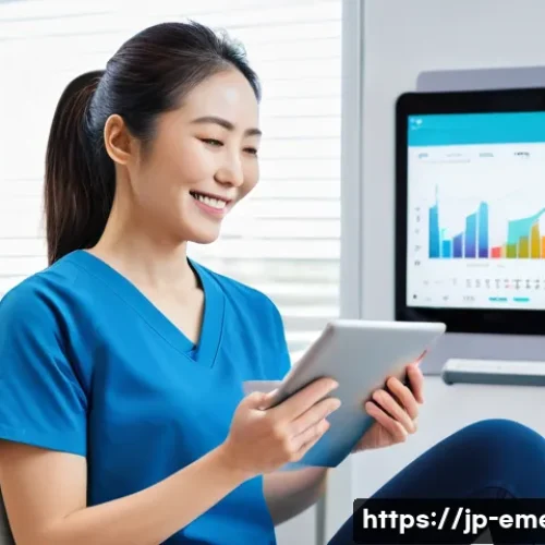 작업치료사의 최신 재활 기술 학습 - **Image Prompt: AI-Powered Personalized Rehabilitation Session**
    "A bright, modern physical ther...