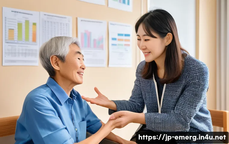 작업치료사의 의사소통 훈련법 - A warm and calm therapy room scene where a professional occupational therapist is gently guiding a m...