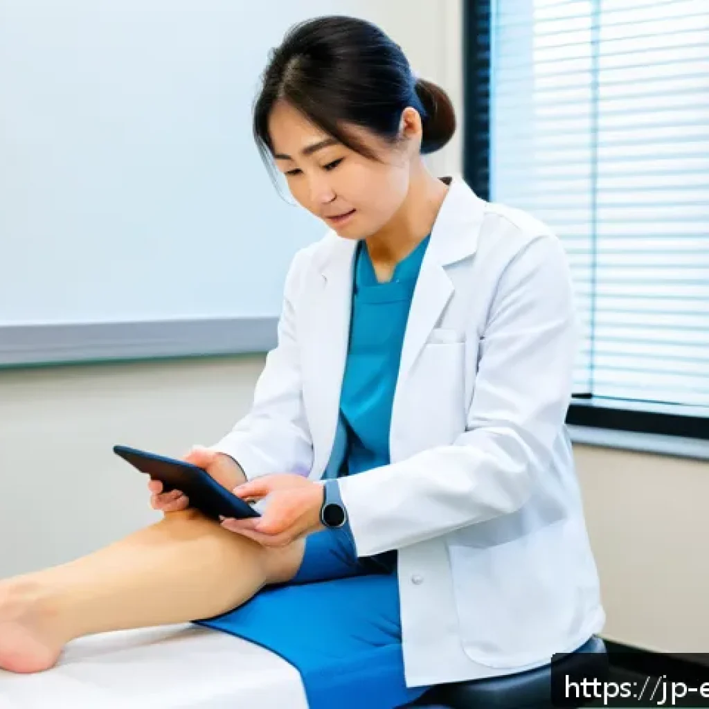 작업치료사의 최신 의료 동향 학습 - A modern occupational therapy clinic scene showing a middle-aged Japanese patient wearing a lightwei...