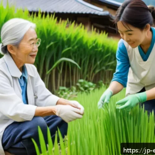 작업치료사의 지역사회 재활 활동 - A warm, community-based occupational therapy session in a Japanese rural village setting, showing an...